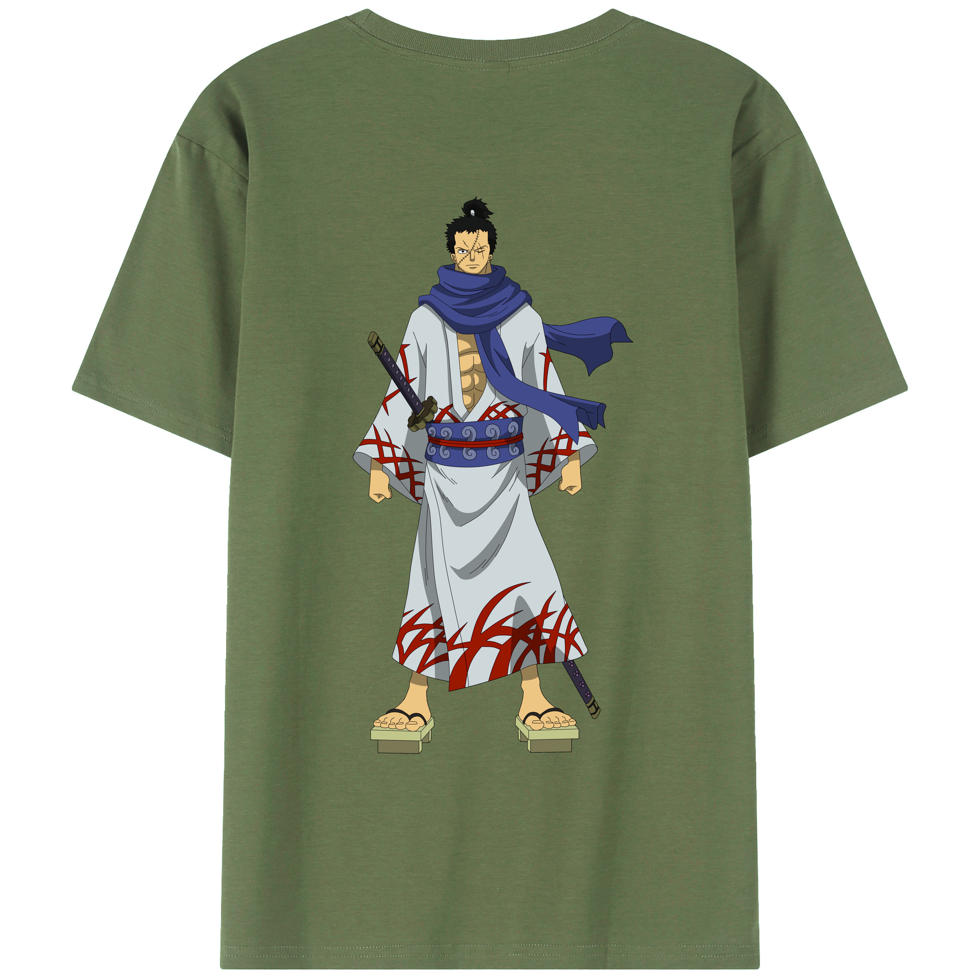 ワンピース ロロノア・ゾロ ONE PIECE Roronoa Zoro 綿100％ メンズ半袖Tシャツ（バックプリント） 通気性